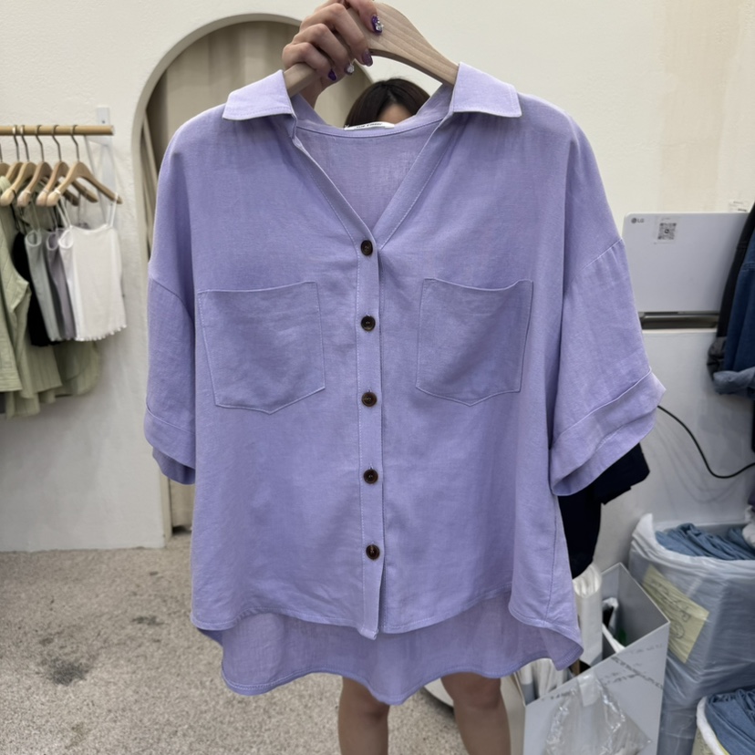 THE FUNNY直郵韓國代購㊣女裝新款推薦人氣襯衫蕾絲衫亞麻THE FUNNY襯衫/蕾絲衫圖色4