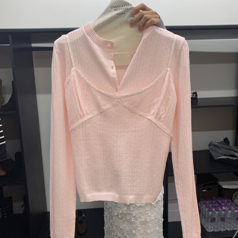 UNANSWERED-MYSTERY直郵韓國代購㊣女裝新品時尚吊帶背心蕾絲UNANSWERED/MYSTERY吊帶/背心圖色2