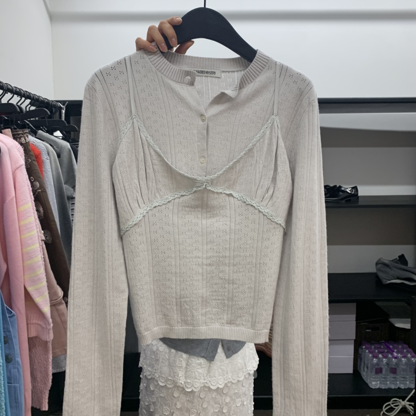 UNANSWERED-MYSTERY直郵韓國代購㊣女裝新品時尚吊帶背心蕾絲UNANSWERED/MYSTERY吊帶/背心圖色5