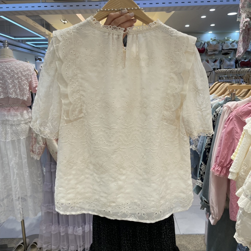 空韓國代購女士新品人氣真品25春夏時尚推薦休閑襯衫蕾絲衫BELITA襯衫/蕾絲衫