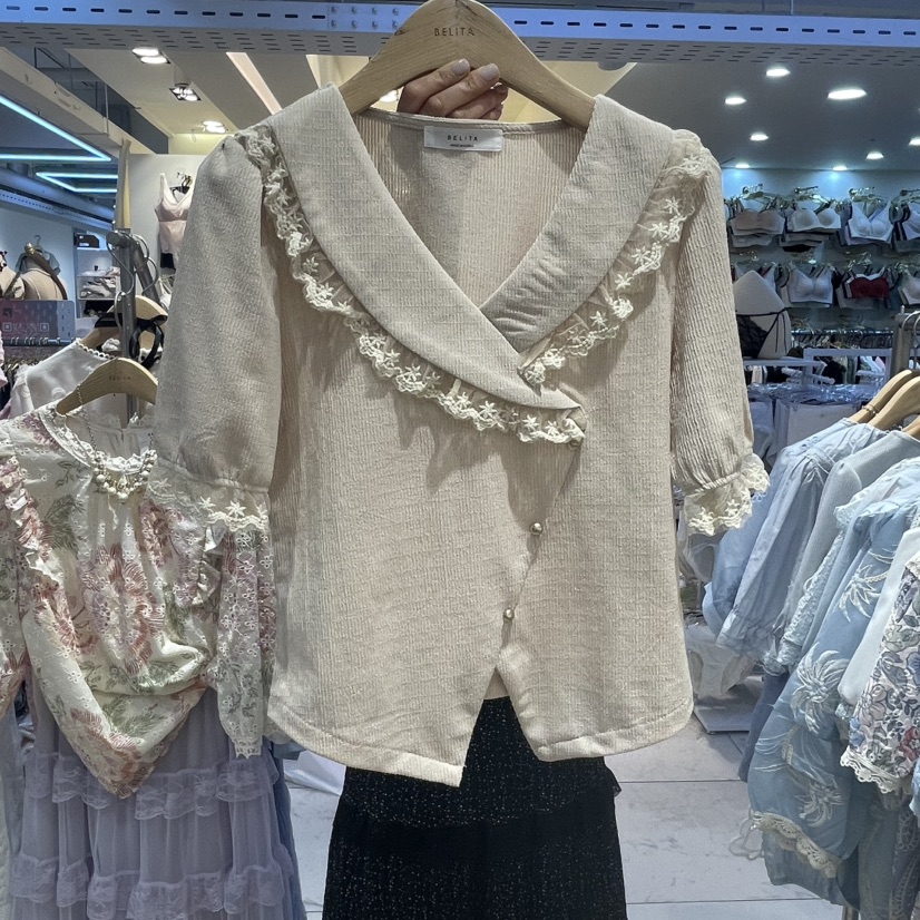 空東大門代購女士新款真品時尚休閑人氣推薦職業襯衫蕾絲衫BELITA襯衫/蕾絲衫圖色2