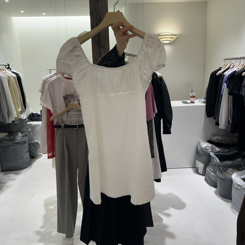 AVECNOUS東大門實拍女士新品熱賣25春夏推薦真品連衣裙褶皺AVECNOUS連衣裙