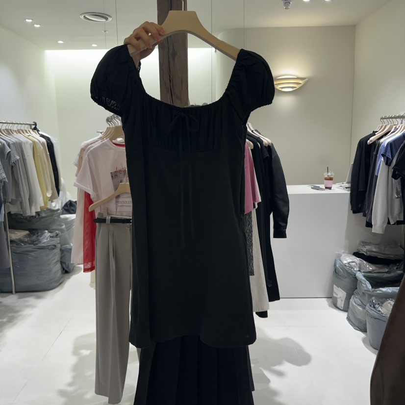 AVECNOUS東大門實拍女士新品熱賣25春夏推薦真品連衣裙褶皺AVECNOUS連衣裙圖色1