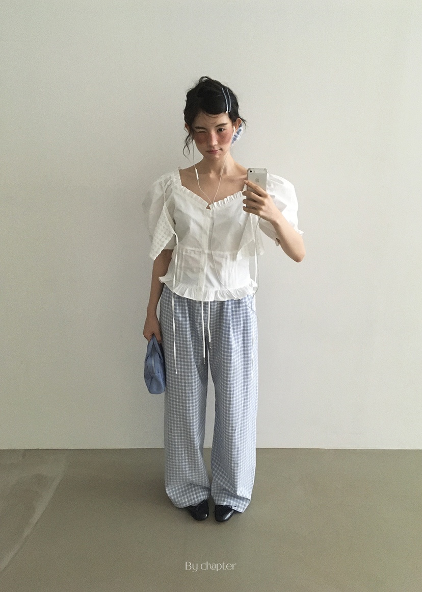 BY CHAPTER韓國代購女裝新款25春夏職業熱賣休閑休閑褲格紋Chapter休閑褲