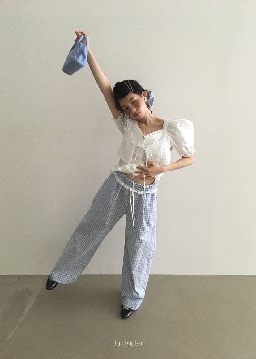 BY CHAPTER韓國代購女裝新款25春夏職業熱賣休閑休閑褲格紋Chapter休閑褲