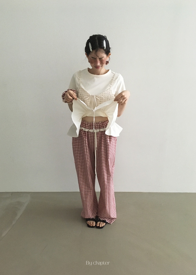 BY CHAPTER韓國代購女裝新款25春夏職業熱賣休閑休閑褲格紋Chapter休閑褲