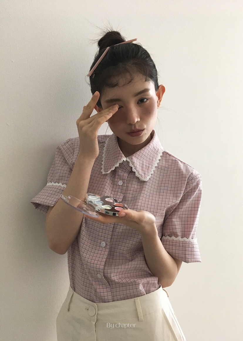 BY CHAPTER韓國代購女裝新款熱賣推薦時尚人氣襯衫蕾絲衫格紋Chapter襯衫/蕾絲衫