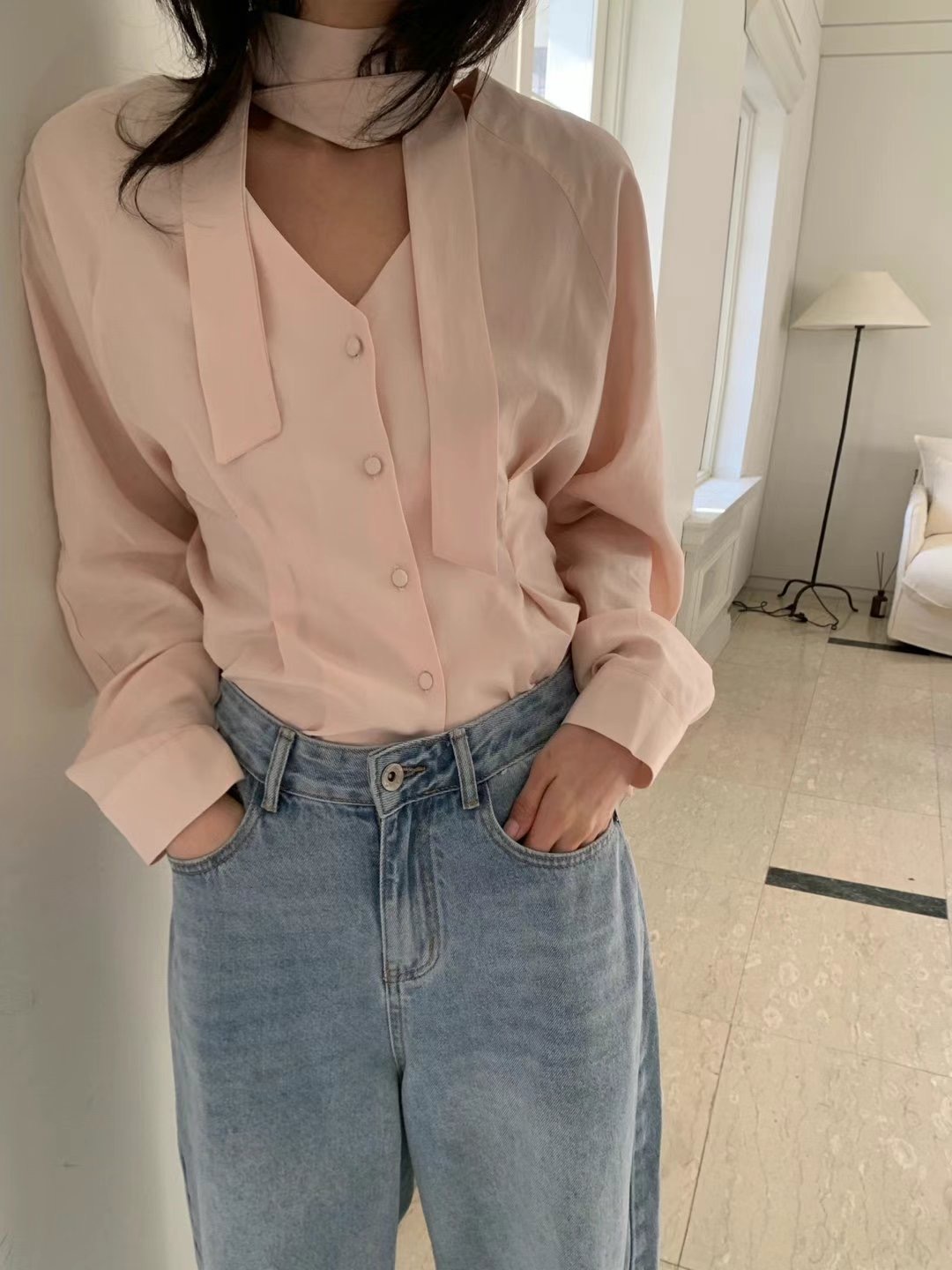 LIBERTY韓國㊣直郵東大門代購女裝新款熱賣25春夏夾克含脖帶LIBERTY夾克