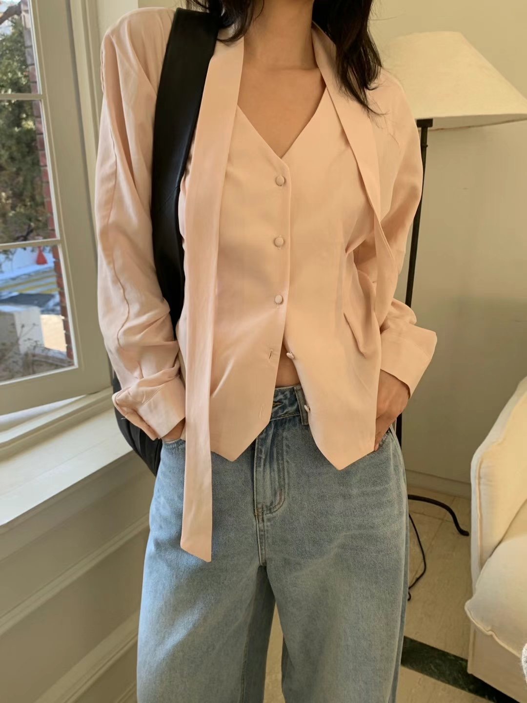 LIBERTY韓國㊣直郵東大門代購女裝新款熱賣25春夏夾克含脖帶LIBERTY夾克圖色2