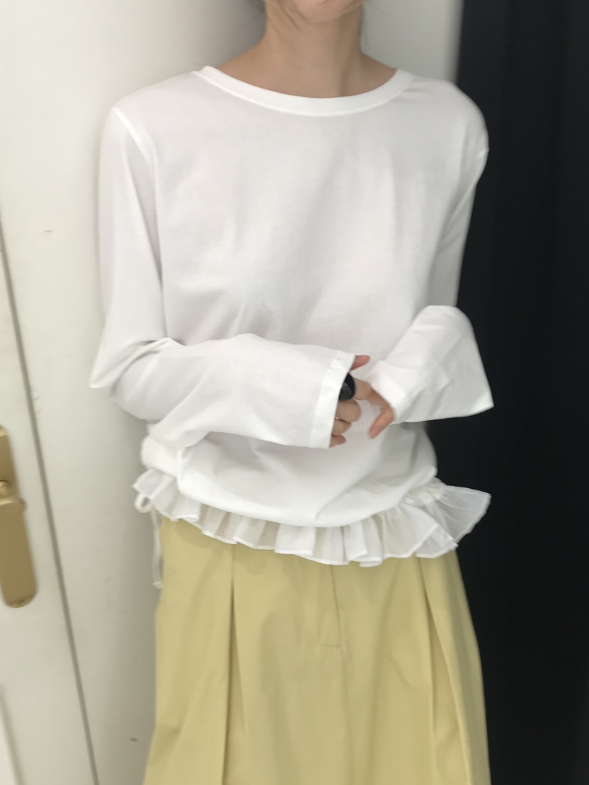 ME MO韓國㊣直郵東大門代購女裝新款時尚熱賣25春夏長袖T恤ME MO長袖T恤