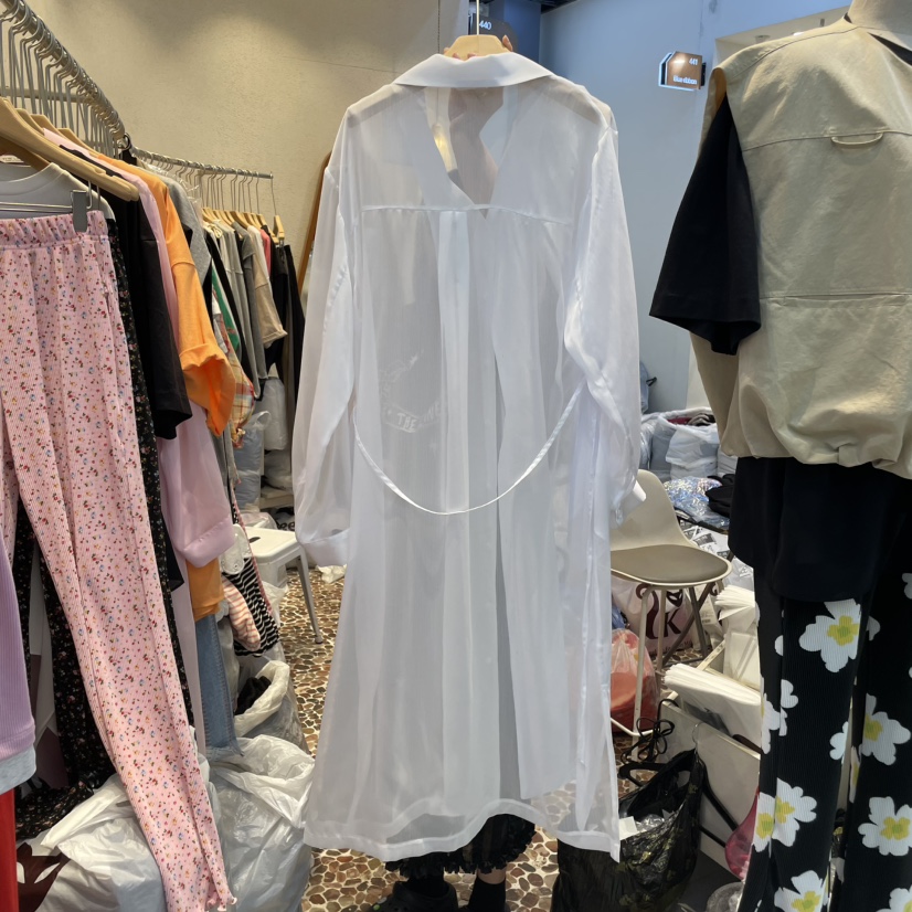 THE LINE-Q韓國直郵㊣東大門實拍女裝新品休閑襯衫蕾絲衫含腰繩THE LINE-q襯衫/蕾絲衫
