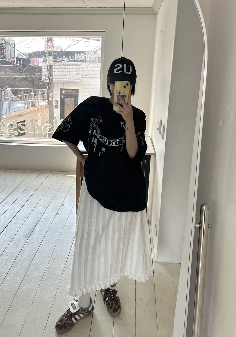 THE LINE-Q直郵韓國代購㊣女裝新品25春夏時尚休閑熱賣長裙THE LINE-q長裙