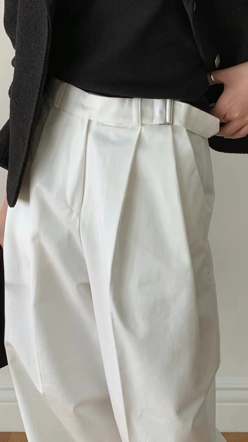 FLAT WHITE韓國直郵女裝新品熱賣人氣推薦時尚休閑褲含腰帶FLAT WHITE休閑褲