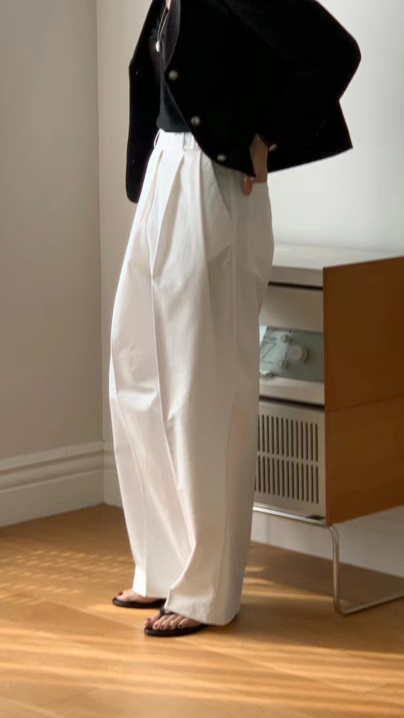 FLAT WHITE韓國直郵女裝新品熱賣人氣推薦時尚休閑褲含腰帶FLAT WHITE休閑褲