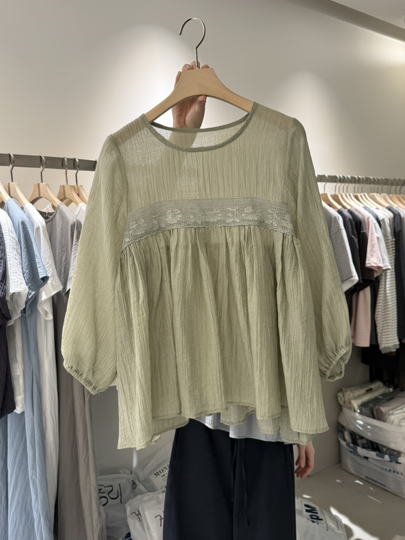 MONE-A直郵韓國代購㊣女裝新品人氣休閑25春夏熱賣襯衫蕾絲衫MONE-A襯衫/蕾絲衫圖色4