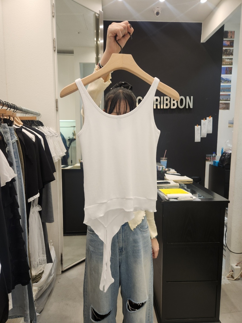 BLACK RIBBON-A韓國直郵㊣東大門實拍女裝新品熱賣吊帶背心BLACK RIBBON-A吊帶/背心
