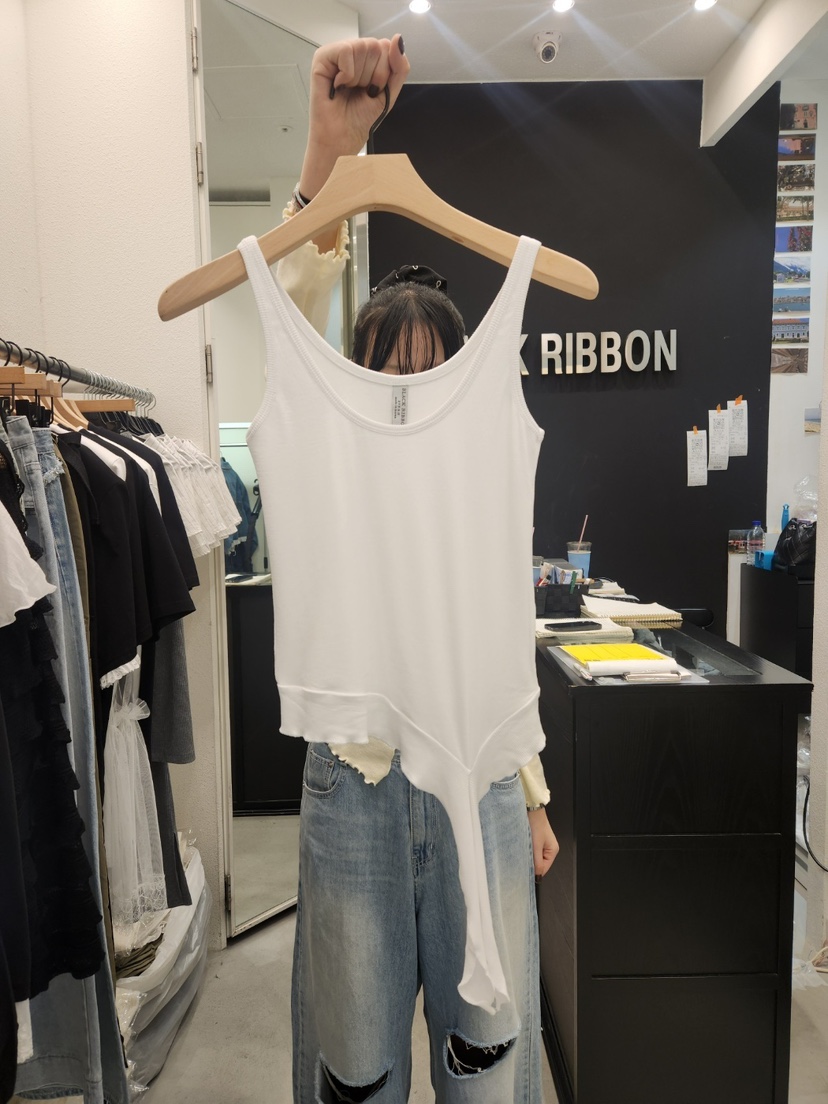 BLACK RIBBON-A韓國直郵㊣東大門實拍女裝新品熱賣吊帶背心BLACK RIBBON-A吊帶/背心圖色1