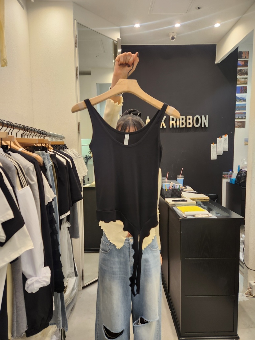 BLACK RIBBON-A韓國直郵㊣東大門實拍女裝新品熱賣吊帶背心BLACK RIBBON-A吊帶/背心圖色3