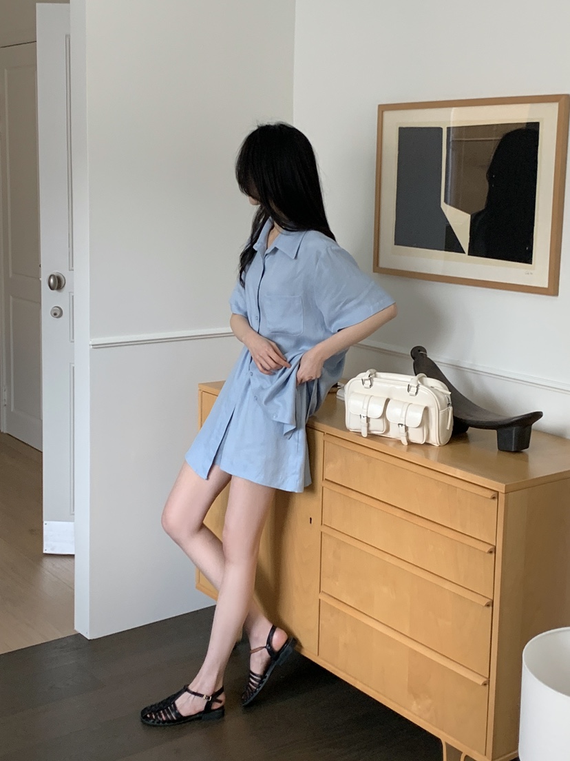 BOUND.A韓國㊣直郵東大門代購女裝新款25春夏套裝含腰帶套裝亞麻BOUND.A套裝