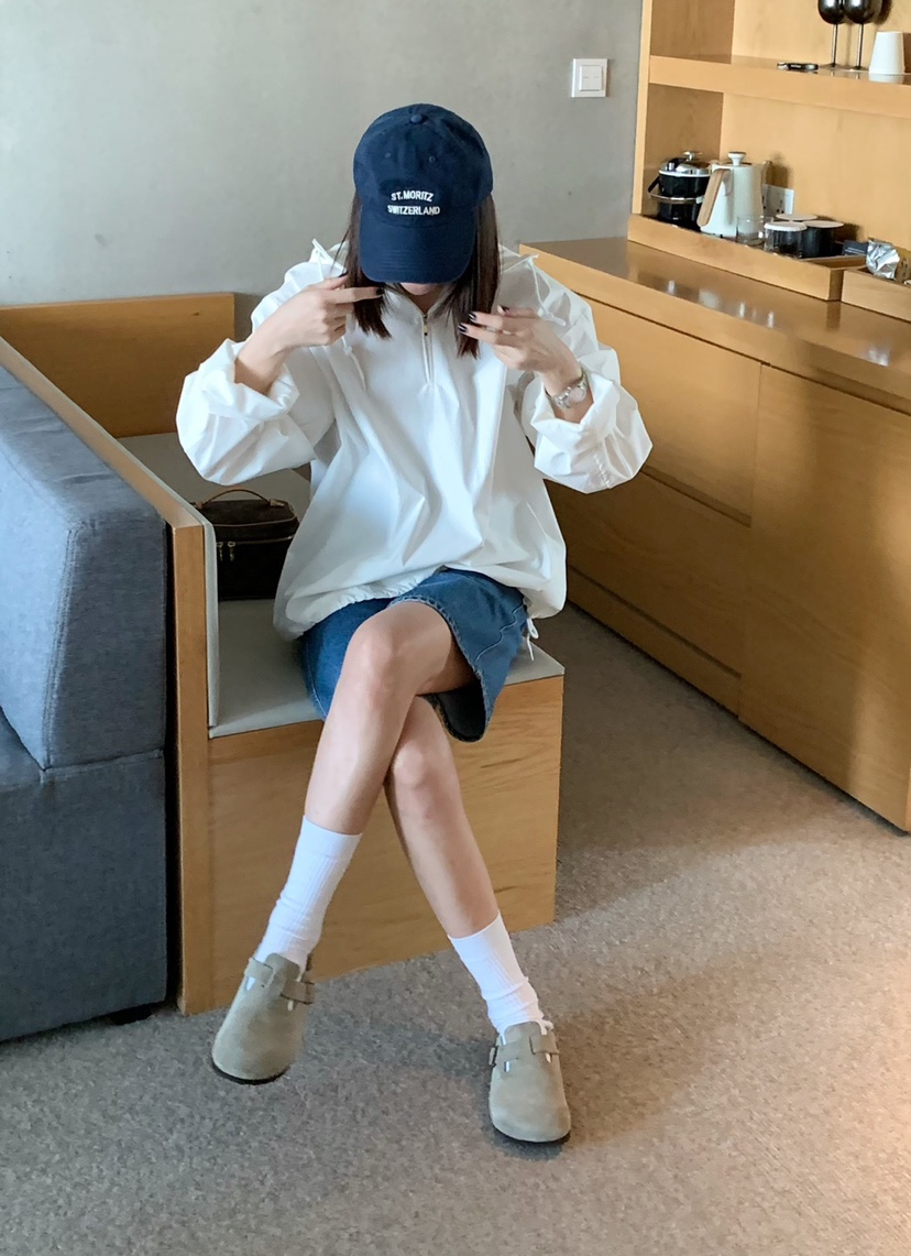 COURGETTE韓國直郵㊣女裝新款熱賣25春夏時尚休閑夾克連帽衫COURGETTE夾克