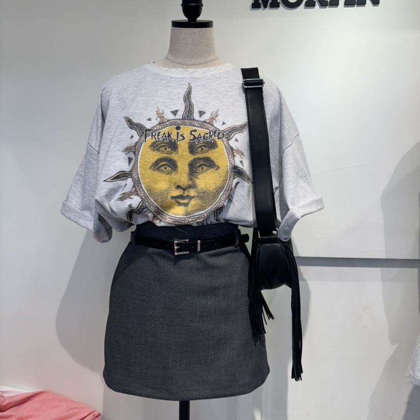 MORAN韓國直郵㊣女裝新品25春夏熱賣人氣時尚推薦休閑T恤MORAN/MOSCOT恤