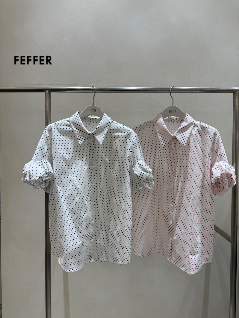FEFFER直郵韓國代購㊣女裝新品時尚25春夏人氣休閑襯衫蕾絲衫FEFFER襯衫/蕾絲衫