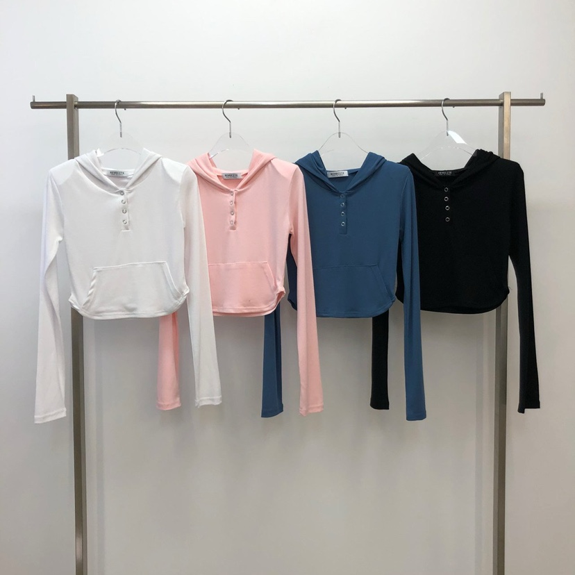 REVE CITE-L直郵韓國代購㊣女裝新品25春夏長袖T恤連帽衫修身REVE CITE長袖T恤