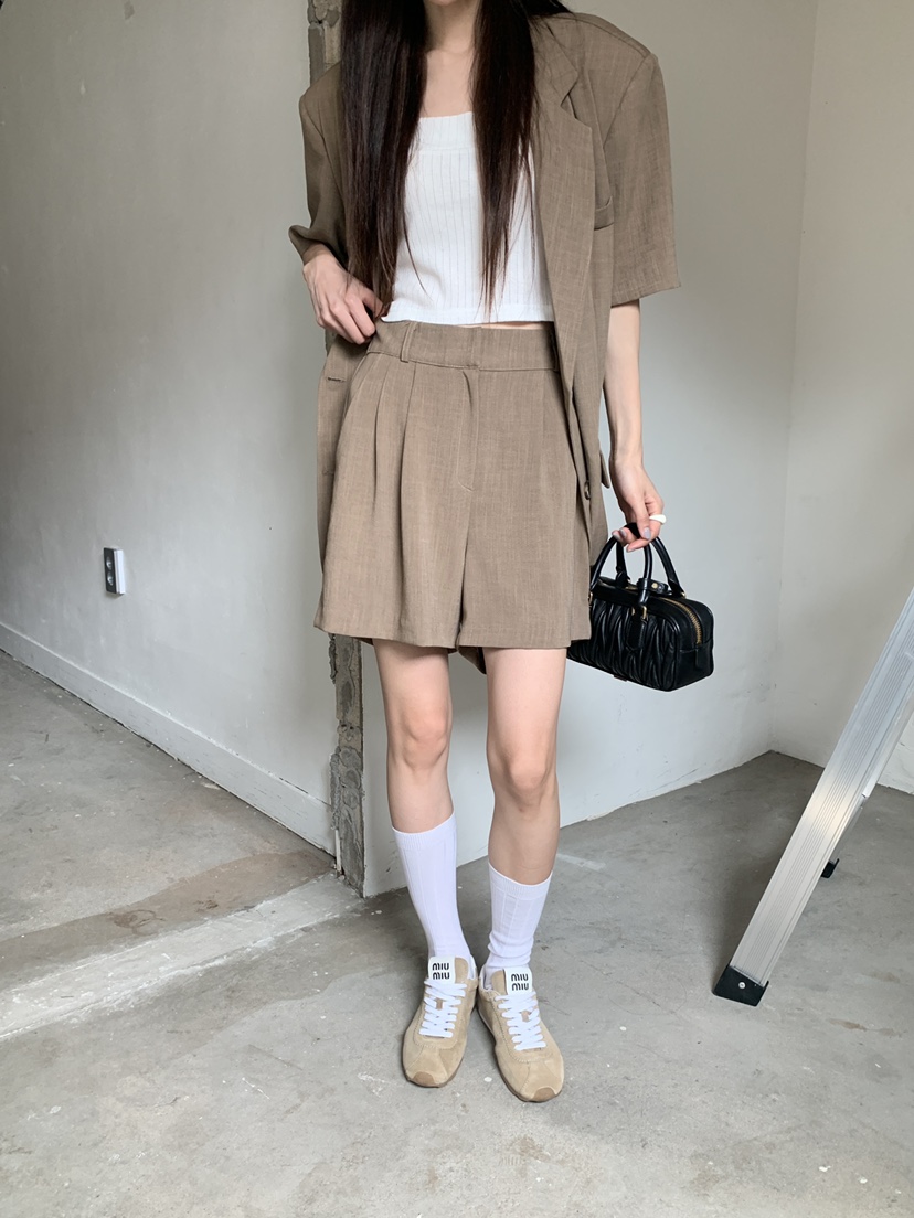 COME OPEN韓國直郵㊣東大門實拍女裝新品時尚人氣25春夏短褲COMP-(COME OPEN)短褲