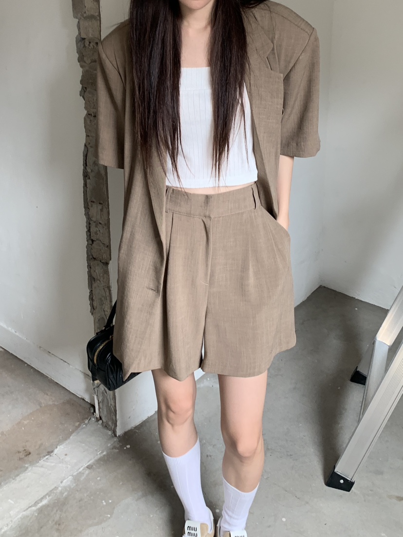 COME OPEN韓國直郵㊣東大門實拍女裝新品時尚人氣25春夏短褲COMP-(COME OPEN)短褲