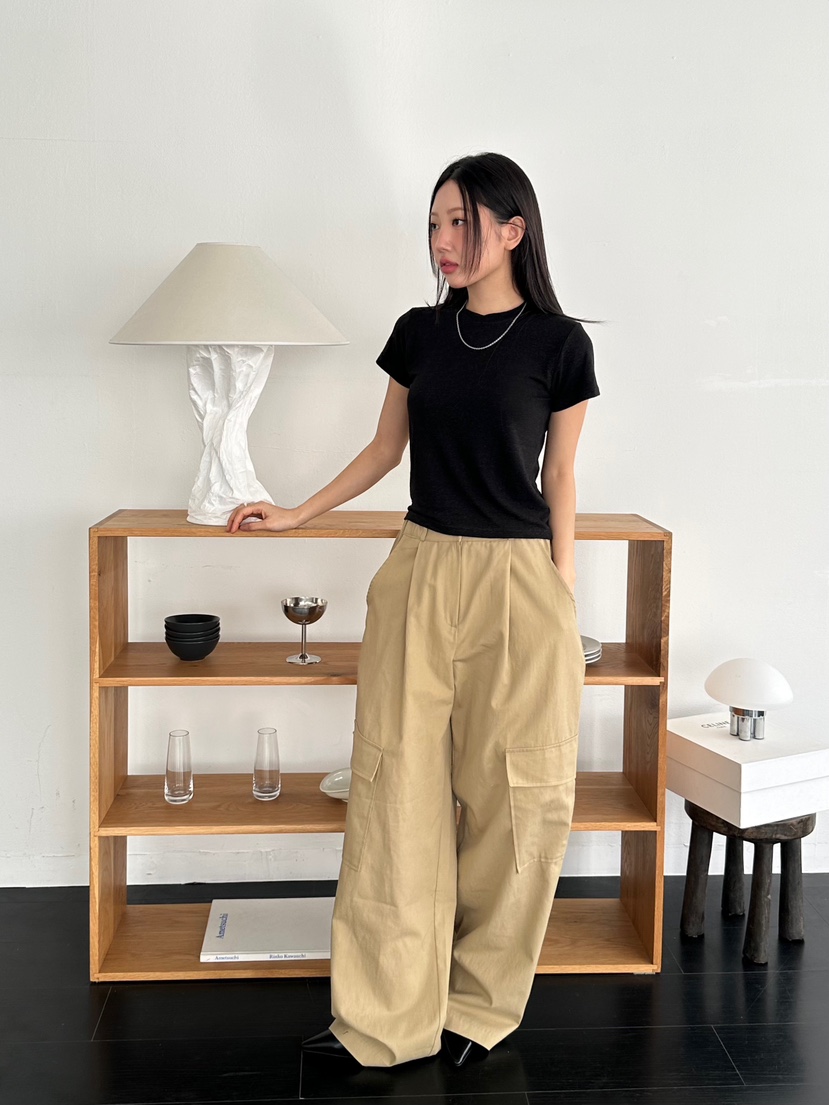 I MFACT韓國直郵㊣女裝新品人氣休閑熱賣推薦25春夏T恤亞麻I MFACTT恤
