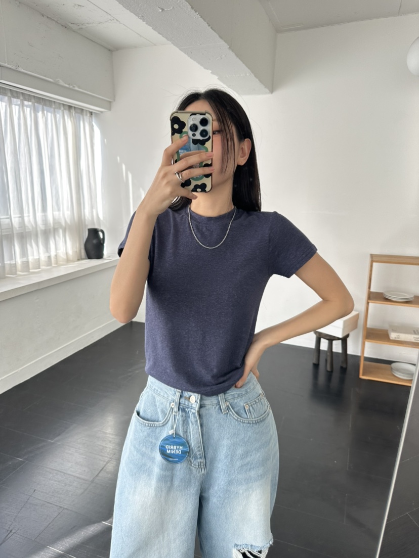 I MFACT韓國直郵㊣女裝新品人氣休閑熱賣推薦25春夏T恤亞麻I MFACTT恤