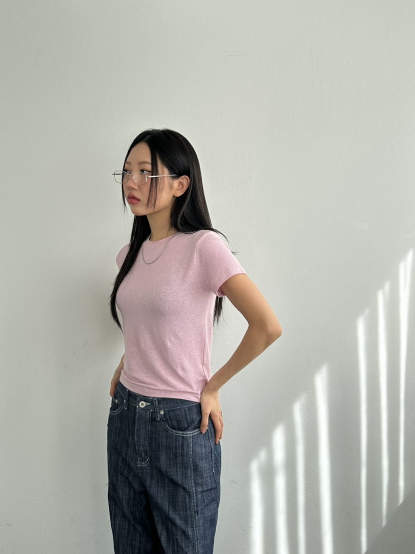 I MFACT韓國直郵㊣女裝新品人氣休閑熱賣推薦25春夏T恤亞麻I MFACTT恤