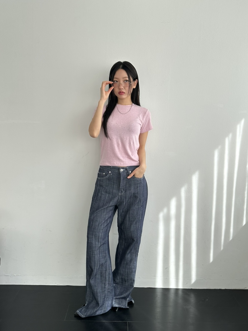I MFACT韓國直郵㊣女裝新品人氣休閑熱賣推薦25春夏T恤亞麻I MFACTT恤