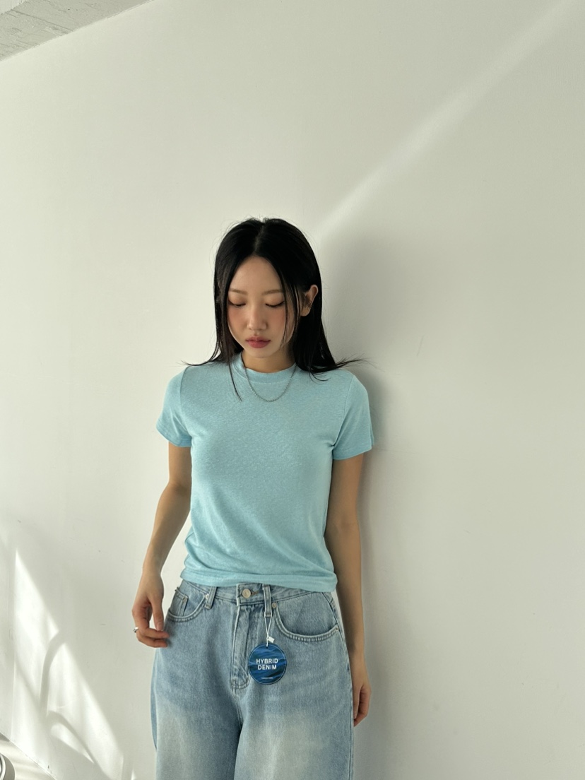 I MFACT韓國直郵㊣女裝新品人氣休閑熱賣推薦25春夏T恤亞麻I MFACTT恤圖色2