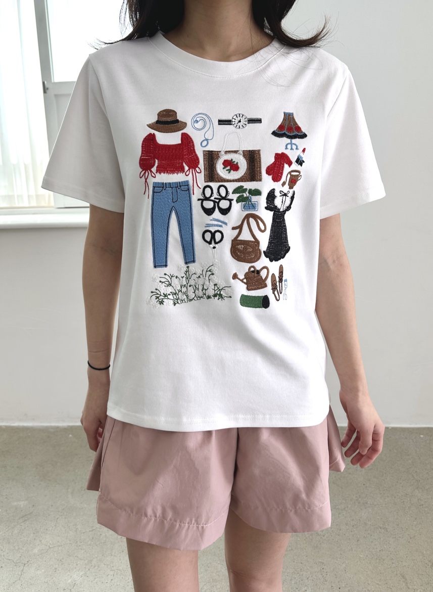CLASSY-O直郵韓國代購㊣女裝新品人氣推薦熱賣休閑T恤刺繡CLASSY-OT恤