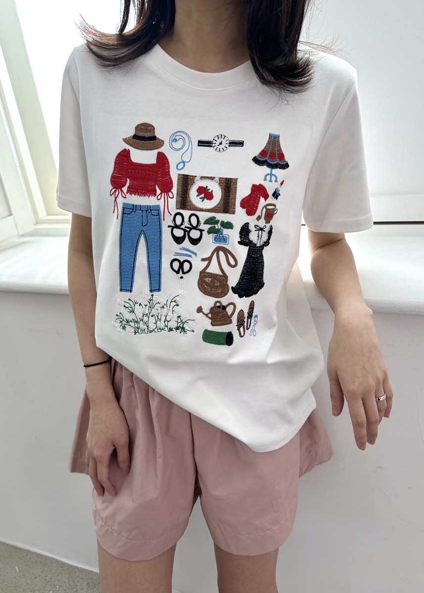 CLASSY-O直郵韓國代購㊣女裝新品人氣推薦熱賣休閑T恤刺繡CLASSY-OT恤