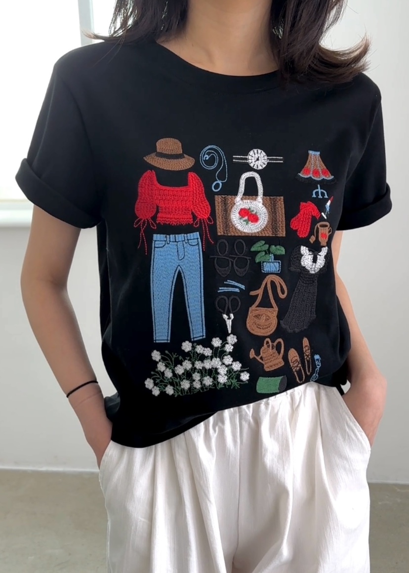 CLASSY-O直郵韓國代購㊣女裝新品人氣推薦熱賣休閑T恤刺繡CLASSY-OT恤