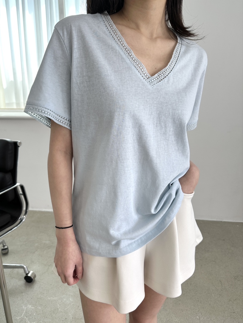 CLASSY-O直郵韓國代購㊣女裝新款推薦人氣熱賣25春夏T恤V領CLASSY-OT恤