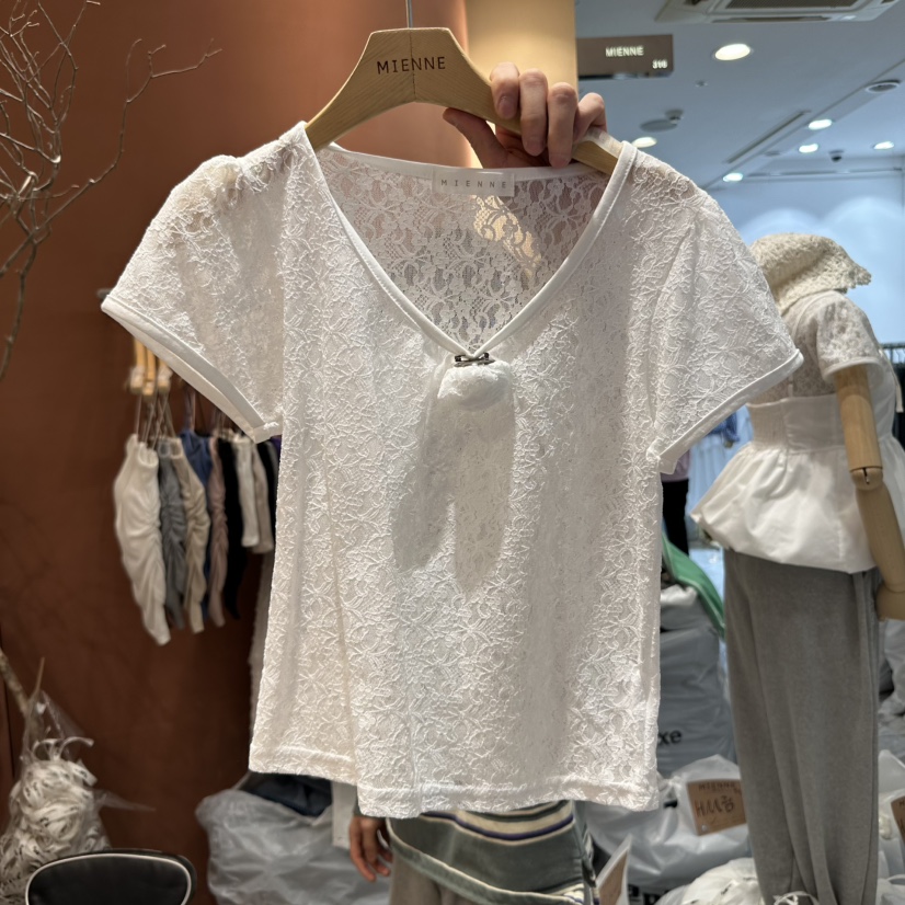 MIENNE韓國直郵㊣東大門實拍女裝新款時尚25春夏襯衫蕾絲衫MIENNE襯衫/蕾絲衫