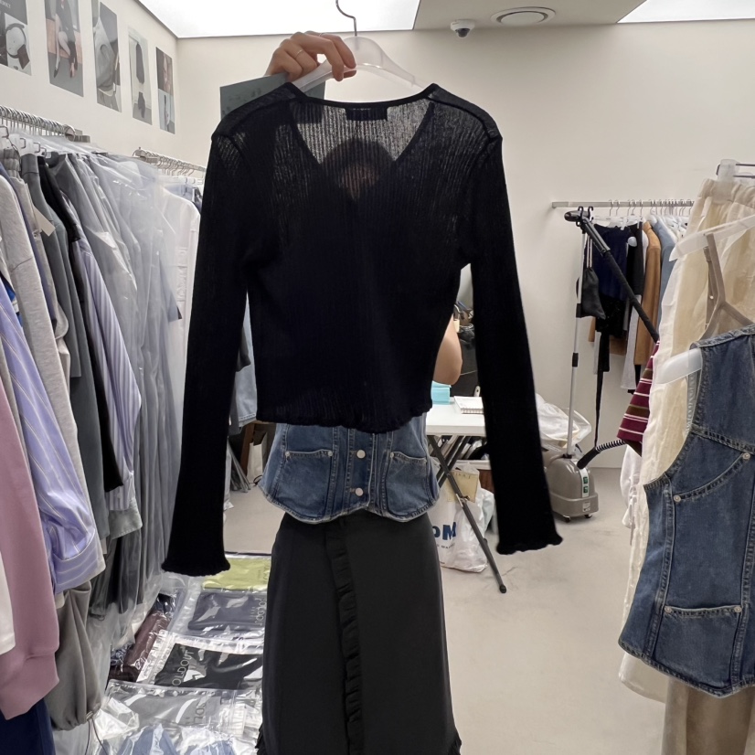 SOLD OUT韓國直郵㊣東大門實拍女裝新品25春夏長袖T恤不含內搭開衫SOLD OUT長袖T恤