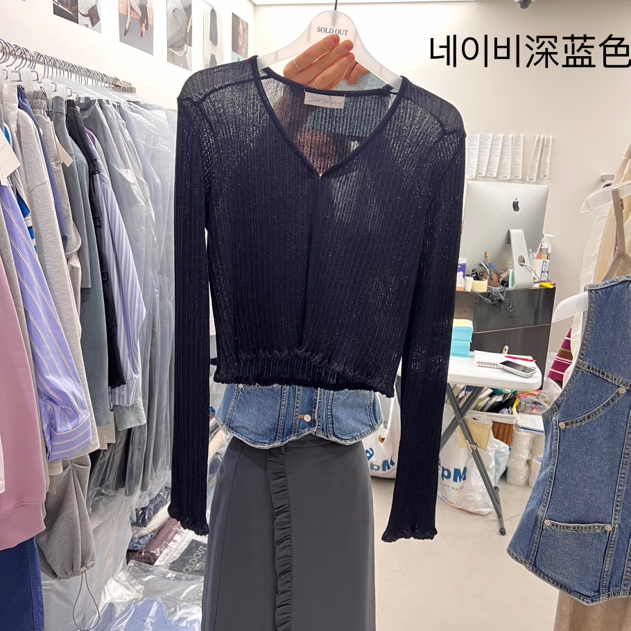SOLD OUT韓國直郵㊣東大門實拍女裝新品25春夏長袖T恤不含內搭開衫SOLD OUT長袖T恤圖色2