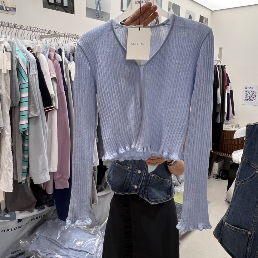SOLD OUT韓國直郵㊣東大門實拍女裝新品25春夏長袖T恤不含內搭開衫SOLD OUT長袖T恤圖色3