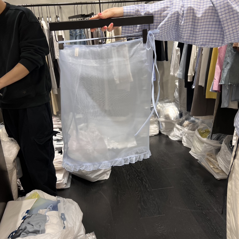 TUG韓國直郵㊣東大門實拍女裝新款推薦休閑熱賣25春夏短裙歐根紗TUG短裙