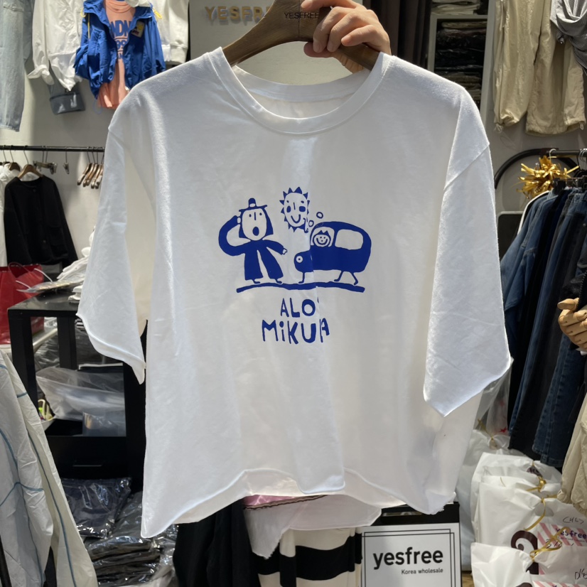 YESFREE韓國直郵㊣東大門實拍女裝新品休閑推薦熱賣時尚T恤YESFREET恤圖色1