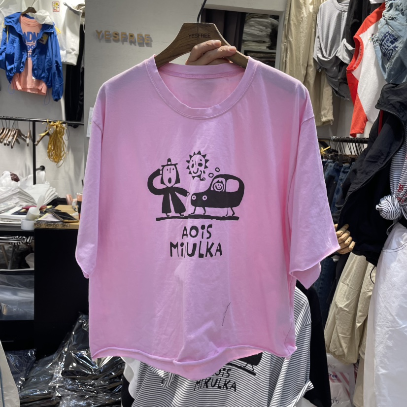YESFREE韓國直郵㊣東大門實拍女裝新品休閑推薦熱賣時尚T恤YESFREET恤圖色4