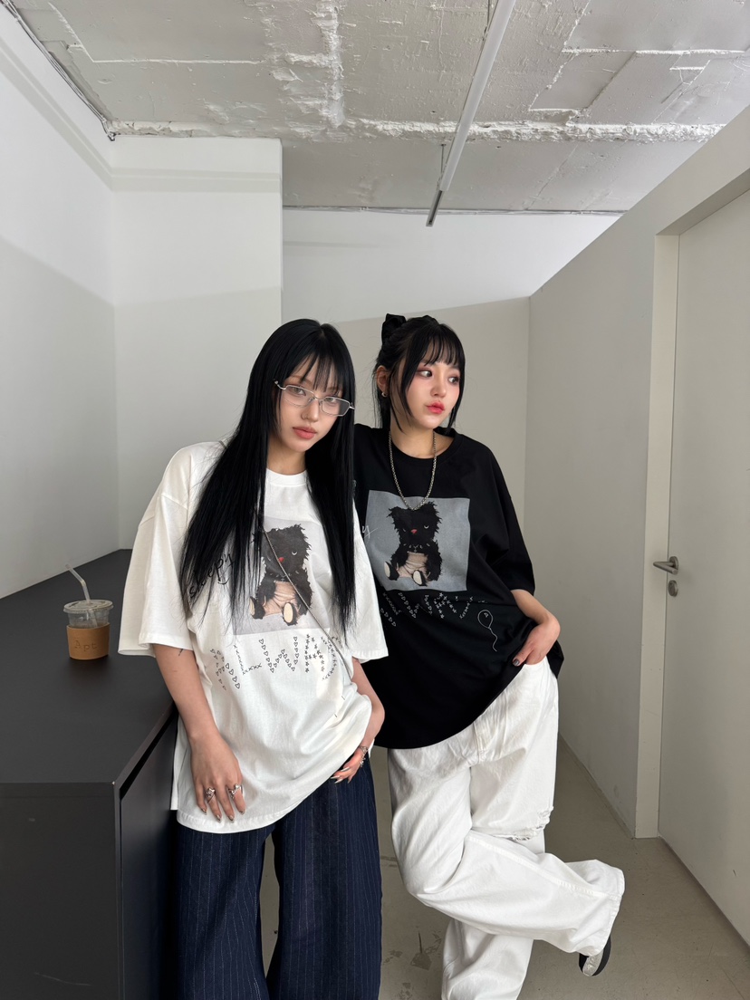 SEEOT韓國直郵㊣女裝新品時尚熱賣推薦人氣25春夏休閑T恤GGDT恤圖色2左二色