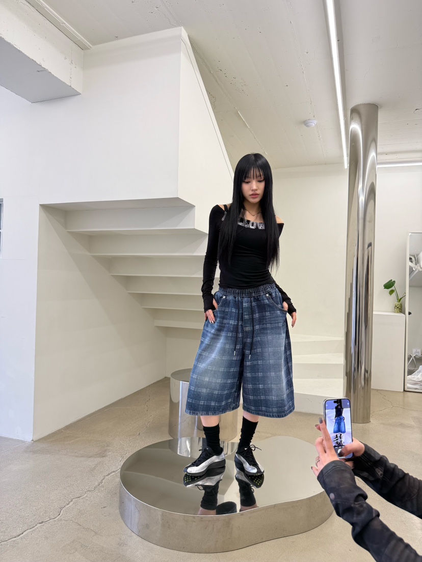 SEEOT直郵韓國代購㊣女裝新款休閑人氣時尚25春夏熱賣短褲格紋GGD短褲