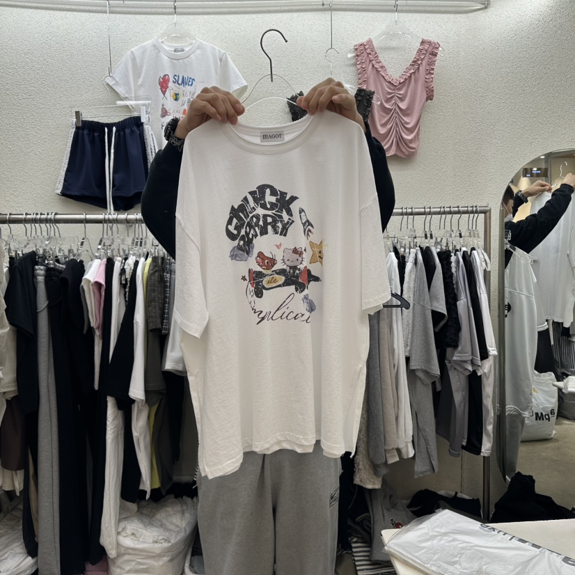 MAGOT韓國直郵㊣女裝新款熱賣25春夏休閑人氣推薦時尚T恤IIIΛGOT/MAGOTT恤圖色1
