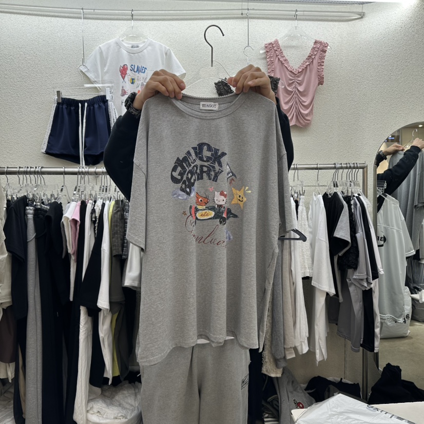 MAGOT韓國直郵㊣女裝新款熱賣25春夏休閑人氣推薦時尚T恤IIIΛGOT/MAGOTT恤圖色2