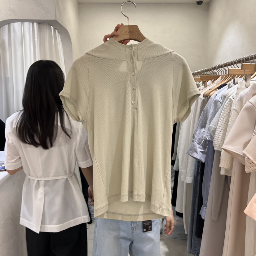 LE VASE韓國㊣直郵東大門代購女裝新款人氣推薦休閑T恤連帽衫LE VASET恤圖色2